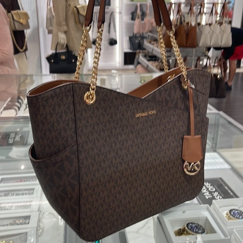 Michael Kors Jet Set Travel Large Chained Tote Shoulder Bag MK Brown 
NWT - Picture 4 of 16